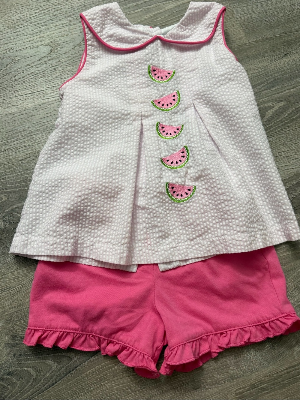 Girls Pink Watermelon Appliqué Matching Set